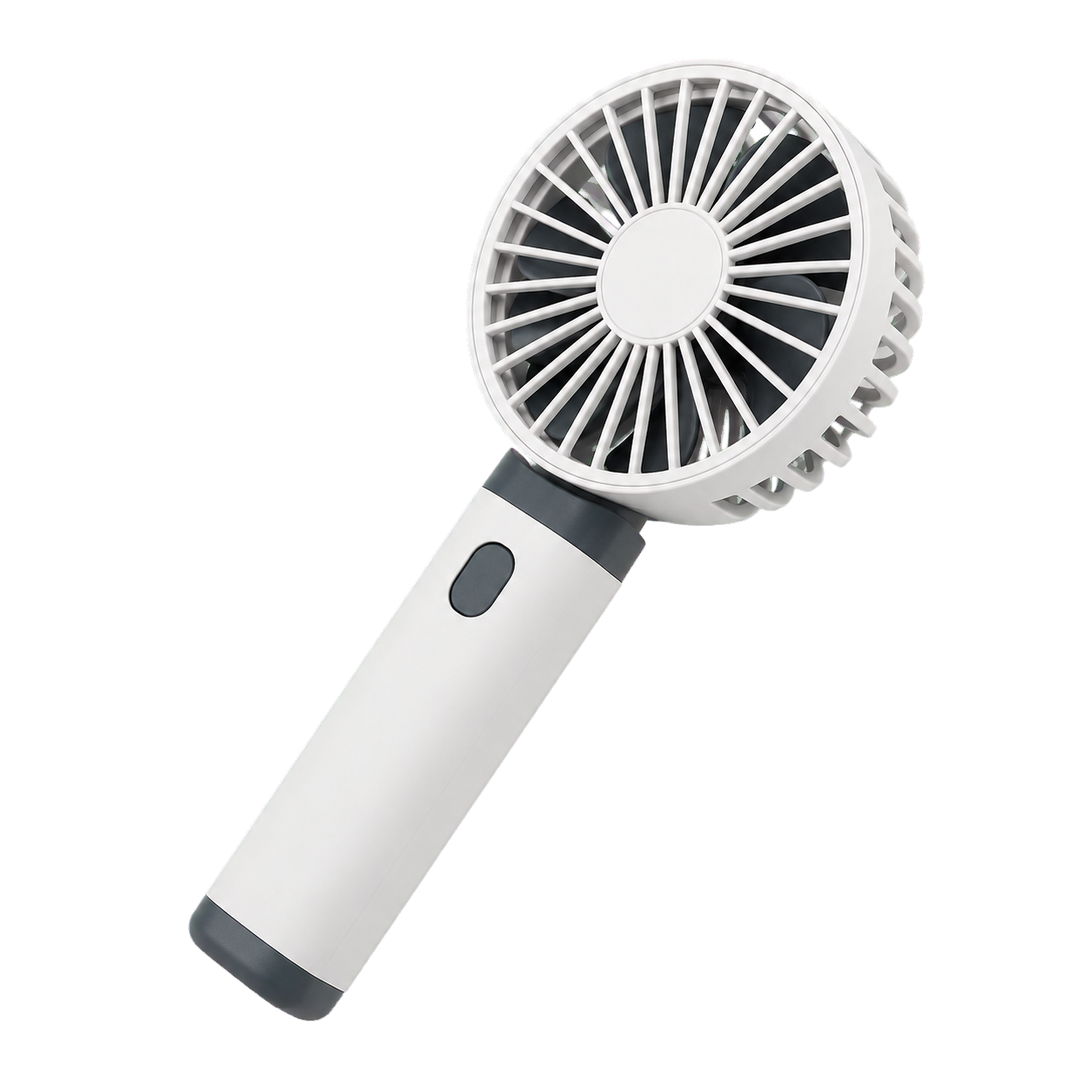Handheld fan pointing toward the offer